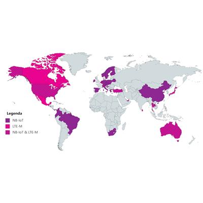 Mapa dostępności LTE-M i NB-IoT na świecie (stan na 10.2018)