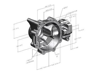 Rys. 1. Model 3D produktu z naniesionymi informacjami PMI.