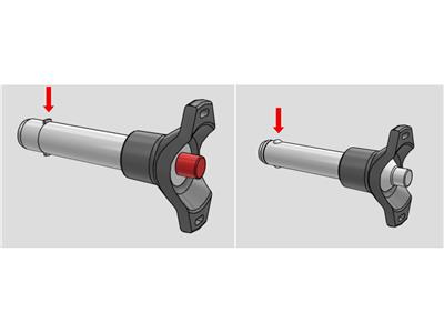 Rys. 4. Od lewej, trzpień montażowy GN 114.7 posiadający płetwy do blokady osiowej, trzpień montażowy GN 113.8, gdzie blokada osiowa jest realizowana za pomocą kulek.jpg
