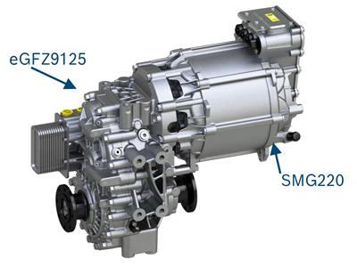 Napęd układu jazdy - silnik BOSCH SMG220 i przekładnia eGFZ9125 firmy Bosch Rexroth (Źródło obrazu: Bosch Rexroth) Napęd układu jazdy - silnik BOSCH SMG220 i przekładnia eGFZ9125 firmy Bosch Rexroth (Źródło obrazu: Bosch Rexroth)