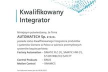 JEDYNI W POLSCE POSIADAMY CERTYFIKAT KWALIFIKOWANY INTEGRATOR SIEMENS