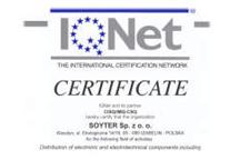 Certyfikat ISO 9001 dla Soytera Certyfikat ISO 9001 dla Soytera